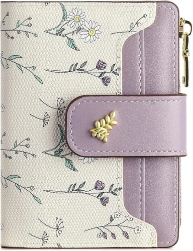 Miniatura 12 de Billeteras pequeñas para mujer, de cuero, plegable, con cremallera, con bolsillo con cremallera, lindo soporte para tarjetas de crédito, monedero