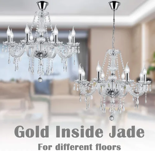 Miniatura 4 de Candelabros de cristal con 8 luces modernas, lámpara colgante de techo para comedor, sala de estar, dormitorio, pasillo, entrada, decoración
