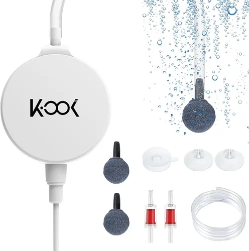 Miniatura 8 de GuDoQi Bomba de aire para acuario, mini bomba de oxígeno ultra silenciosa de 1 vatio, potente kit aireador de aire para peceras de 1 a 15 galones