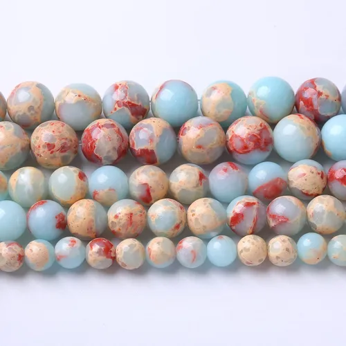 Miniatura 27 de 36 cuentas de calcedonia de jade rojo natural de 25/64 pulgadas (0.394 in), redondas sueltas, piedras preciosas energéticas curativas, para hacer