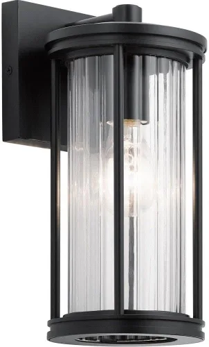 Miniatura 14 de Kichler Barras 59022BKDS - Aplique de pared aprobado por DarkSky para exteriores de 11.5 pulgadas con cristal acanalado transparente en negro