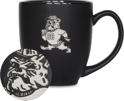 Miniatura 284 de Rico Industries - Taza de cerámica mate negra con grabado láser estándar de 15oz para NCAA (escuelas T & U) - Para bebidas calientes o frías