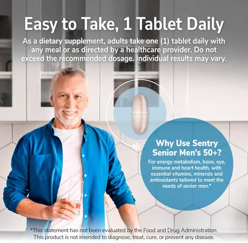 Miniatura 6 de 21st Century Sentry Senior Men 50Plus Tabletas, color blanco, sin perfume, 100