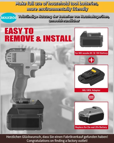 Miniatura 2 de Adaptador de batería MIL18DL para Milwaukee 18V a Dewalt 20V Adaptador de batería para M18 para Milwaukee Power Tool Convertidores Adaptador