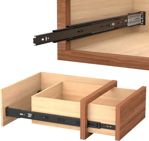 Miniatura 5 de LONTAN 6 pares de soportes de montaje trasero para deslizadores de cajón, soportes de metal negro para guías de gabinete, pista de cajón de cocina