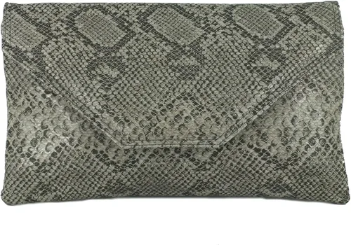Miniatura 3 de LONI Bolso de embrague de piel de serpiente falsa con estilo grande para mujer