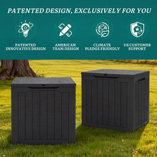 Miniatura 8 de YITAHOME Caja de cubierta para exteriores de 32 galones, caja de almacenamiento impermeable con tapa y lateral bloqueables, contenedor
