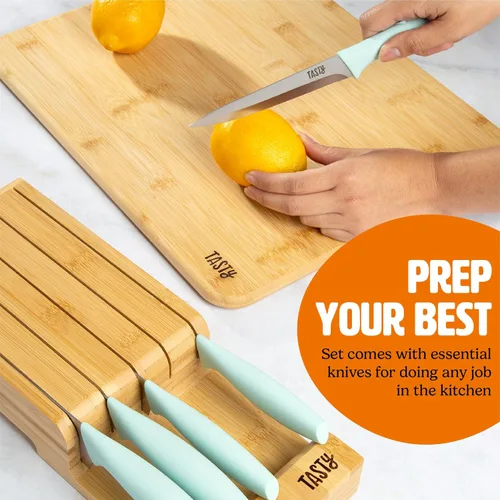 Miniatura 3 de Juego de cuchillos de cocina Tasty para cajón, cubiertos y organizador de cocina que ahorran espacio, incluye cuchillo de chef, para pan, Santoku