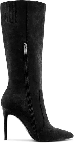 Miniatura 3 de Aachcol Botas de media pantorrilla para mujer, tacón alto, punta puntiaguda, cremallera, clásica, 4 pulgadas