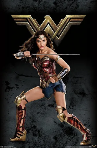 Trends International DC Comics Movie - Póster de pared de la Liga de la Justicia - Mujer Maravilla, 22.375 x 34 pulgadas, versión premium sin marco