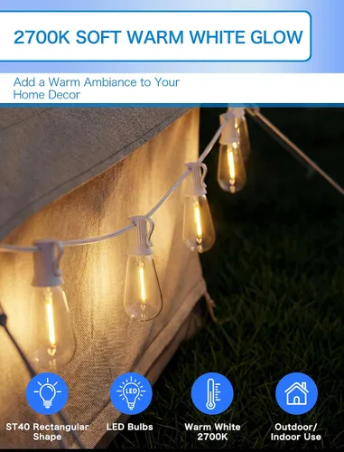 Miniatura 4 de Paquete de 10 bombillas LED, bombillas de repuesto regulables inastillables de 0.6 W, ST40 E17, bombillas de plástico transparente para tira