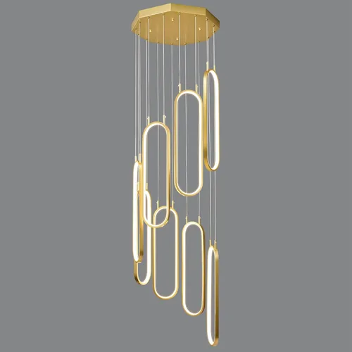 Miniatura 8 de Lámpara colgante de cocina moderna con 2 anillos, lámpara colgante ovalada para cocina, isla, dormitorio, sala de estar, comedor