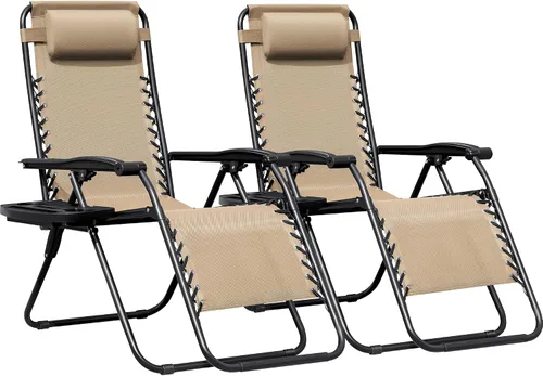 Miniatura 8 de Greesum Sillas Zero Gravity - Juego de 2 sillones reclinables ajustables de malla de acero para playa, terraza, césped, camping, patio, silla Negro