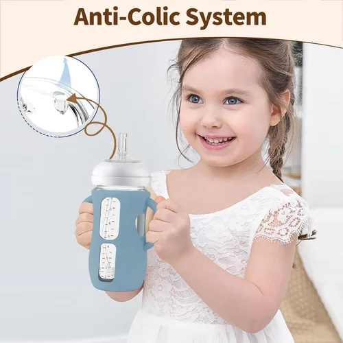 Miniatura 3 de Kit de Conversión de Vaso con Pajita con Fundas de Silicona para Biberón de Vidrio Natural Avent de 8oz, Kit de Transición de Vasos Entrenadores