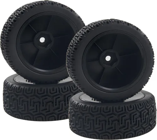 Miniatura 4 de Llantas hexagonales RC de 0.472 in y neumáticos de goma compatibles con HSP Tamiya HPI Kyosho 1/10 On-Road Touring Car WLtoys 1/14 144001 Traxxas
