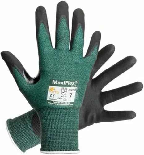 Miniatura 2 de MaxiFlex 34-8743 Guantes de trabajo con revestimiento de nitrilo resistentes a los cortes con carcasa de punto verde y guante de nitrilo de alta