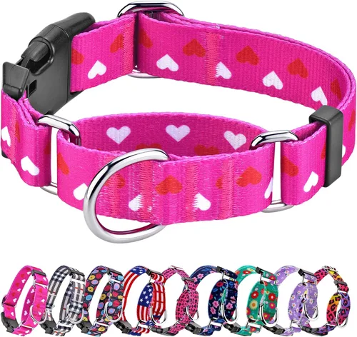 Miniatura 9 de Collar Martingale para perros, collares ajustables de nailon suave con diseño especial lindos patrones para perros pequeños, medianos y grandes Flor