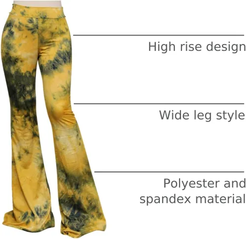 Miniatura 9 de ShopMyTrend - Pantalones de yoga largos con piernas anchas y acampanadas estilo palazzo, con cintura alta, para mujer