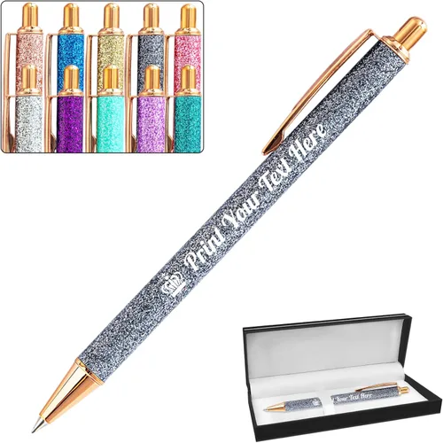Hasta 100 bolígrafos personalizados a granel con nombre, bolígrafo con purpurina personalizable, logotipo de negocios, mensaje de texto, regalo