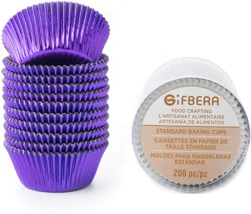 Miniatura 10 de Gifbera - Forros de magdalenas de papel metálico/forros de magdalenas de papel de aluminio, tazas de hornear estándar de papel metálico, 200