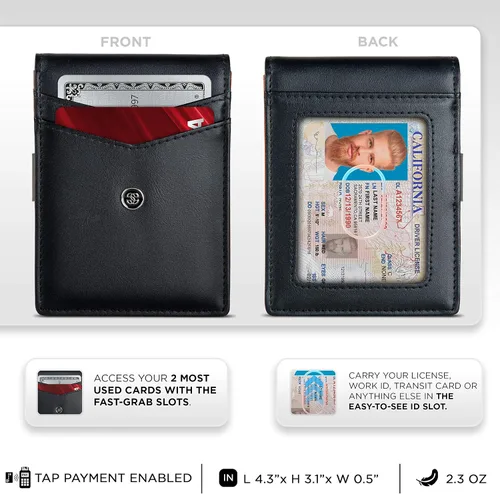 Miniatura 15 de Suavell Billeteras delgadas de cuero para hombres. Cartera con clip para dinero. Cartera de perfil bajo RFID Cartera minimalista
