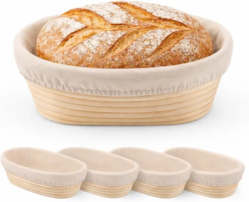 Miniatura 10 de Paquete de 6 mini cestas Banneton a prueba de pan de 5 pulgadas, mini suministros para hornear masa madre, pequeñas cestas a prueba de Banneton