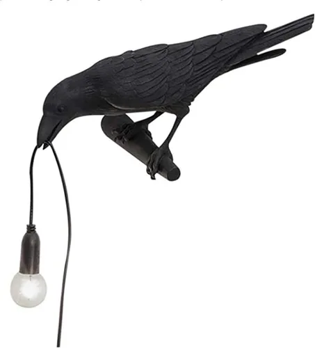Miniatura 8 de NorDiem Lámpara de pared de cuervo, aplique de pared gótico único de pájaros de cuervo para mesita de noche, dormitorio, sala de estar, decoración