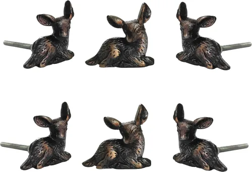 Miniatura 20 de Perilla Home Juego de 4 pomos antiguos – Zorro dormido decorativo – Asas de hierro artístico de diseñador – para tiradores de gabinete