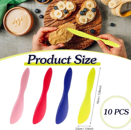 Miniatura 2 de Esparcidor de mantequilla de plástico, 10 cuchillos multiusos para mantequilla, cuchillos versátiles para glaseado de queso suave, 7 x 1.4 pulgadas