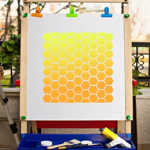 Miniatura 5 de GORGECRAFT Plantillas de nido de abeja de 11.8 x 11.8 in, grande, lavable, reutilizable, de plástico, cuadrado, para pintar en pared de madera
