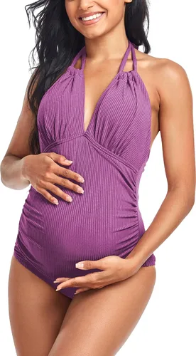 Miniatura 4 de EastElegant Trajes de baño de maternidad de una pieza con cuello en V traje de baño de embarazo