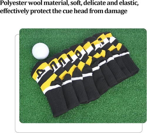 Miniatura 4 de Fundas de hierro de punto, fundas protectoras para golfs, juego con números para madera, ajuste conductores, calles, híbridos (negro) ocio y deportes