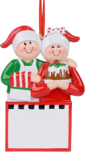 Miniatura 2 de Adorno 3D personalizado de nuestra primera Navidad 2025 Adornos de pareja de panaderos para hornear juntos, adorno para parejas 2025, familia de 2