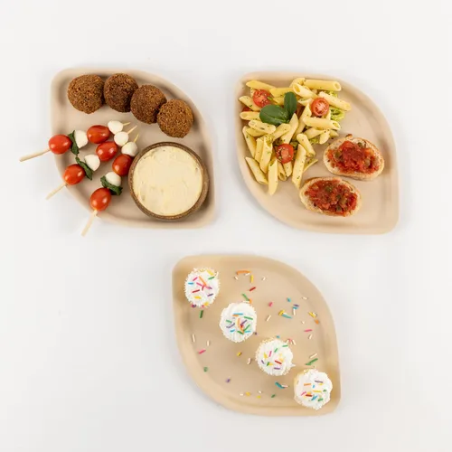 Miniatura 8 de Platos desechables de bambú marrón – Platos compostables de aperitivo de 8 pulgadas – Platos de postre de ensalada biodegradables resistentes