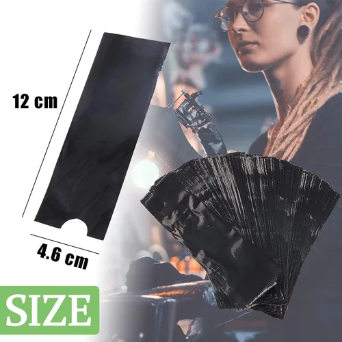 Miniatura 2 de Cubiertas para máquina de bolígrafos de tatuaje y cinta de agarre, 200 fundas para bolígrafos de máquina con 4 piezas de cinta de agarre de 2 x 5