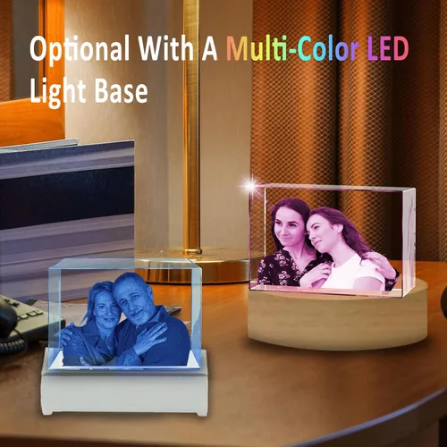 Miniatura 2 de Foto de cristal 3D personalizada, marco de fotos de vidrio grabado con láser, gran aniversario, cumpleaños, Navidad, regalos conmemorativos