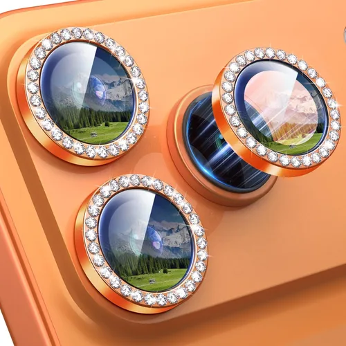 Miniatura 46 de Protector de Lente de Cámara Bling para iPhone 17 Pro / 17 Pro Max, Anillo de Metal con Diamante Individual con Dureza 9H, Protector de Pantalla