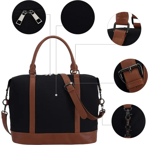 Miniatura 29 de BLUBOON Bolsas de viaje con cremallera, bolsa de lona para mujer, bolsa de fin de semana para mujer, bolsa de lona para llevar en la bolsa de lona