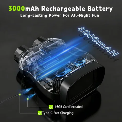 Miniatura 7 de Gafas de visión nocturna para niños con tarjeta de 32 GB, binoculares de visión nocturna para niños con zoom 5X, cámara digital HD 1080P, gran