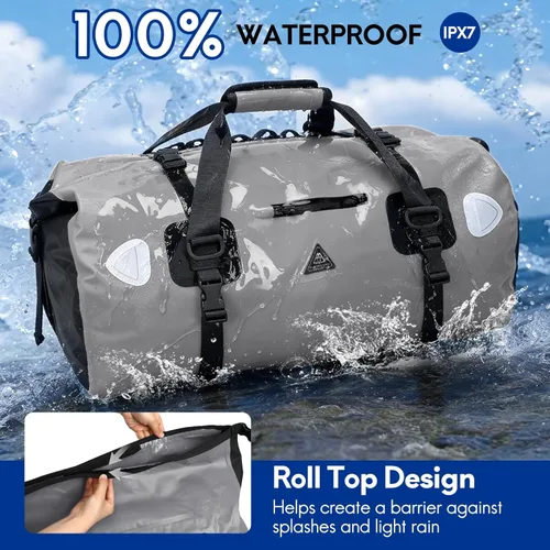 Miniatura 2 de Haimont Bolsa de lona impermeable con correas de fijación rápida para motociclismo, rafting, canotaje, SUP, kayak, viajes, 50L/70L