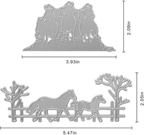 Miniatura 2 de Troqueles de corte de metal para tres hombres a caballo, dos caballos que caminan, troquelados, plantillas en relieve, molde de plantilla