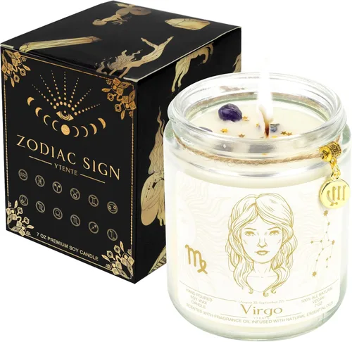 Miniatura 12 de Regalo de velas de signo del zodiaco Sagitario, tarro de velas de cristales del signo del zodiaco, astrología con aroma a lavanda, velas de soja