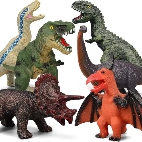 Miniatura 5 de Gzsbaby 6 juguetes de dinosaurio jumbo para niños de 3 a 5 años y niños pequeños, juguetes de dinosaurio grandes y suaves para los amantes – regalos