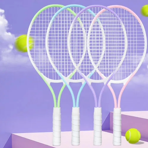 Miniatura 3 de Raqueta de tenis infantil para 2 jugadores, adecuada para principiantes, raqueta ligera de 27 pulgadas para niños, adecuada para niños y niñas, Azul