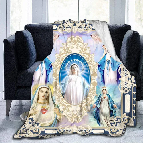 Miniatura 9 de Ultra Suave Manta de Microfibra Virgen María Nuestra Señora de Guadalupe Manta de Oración para Arrojar, Manta de Flanela Cálida y Acogedora, Mantas