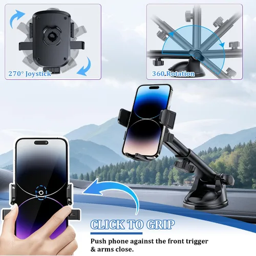 Miniatura 3 de Zpana Soporte para teléfono de automóvil, rotación de 360°, con ventosa fuerte, para salpicadero, ventilación de aire, soporte para teléfono