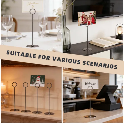 Miniatura 4 de ERYTLLY Paquete de 16 tarjeteros de mesa de 8 pulgadas, portatarjetas de acero para cumpleaños, bodas, fotos, letreros de comida, notas de notas