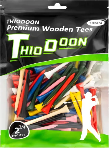 THIODOON Golf Tees Professional Natural Wood Golf Tees Pack of 100, Golfing Tees Multiple Colors Size 3-1/4 inch, 2-3/4 inch or 2-1/8 inch, Tall