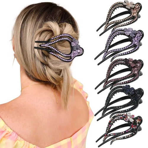 Pinzas de pelo planas French Concord - 6 piezas, pinzas de pelo curvas sin deslizamiento, pinzas de agarre para volumen, pinzas de pelo para mujeres