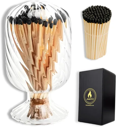Incluye cerillas. | Helice Spiral Glass Match Cloche | Tarro decorativo en espiral para exhibición de velas